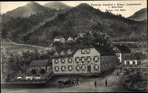 Ak Lautenbach im Renchtal Schwarzwald, Gasthof zum Kreuz