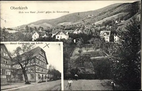 Ak Oberkirch im Renchtal Baden, Hotel Geldreich zur Linde, Blick zur Schauenburg