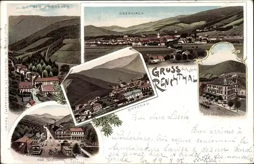 Litho Oberkirch in Baden Württemberg, Bad Griesbach, Bad Peterstal, Oppenau, Bad Freyersbach
