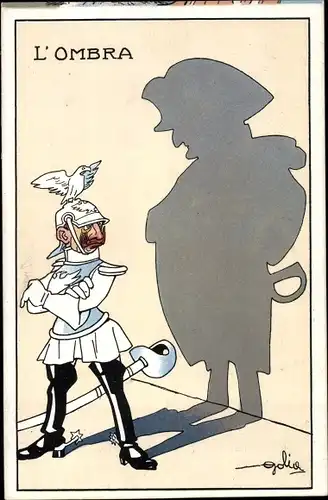 Künstler Ak L'Ombra, Kaiser Wilhelm II. mit Schatten von Napoleon, Karikatur
