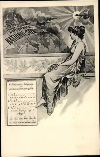 Ak Gabelsbergerr National Stenographie, Lehrgang, Globus