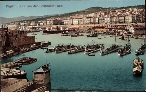 Ak Algier Algerien, Blick von der Admiralität aus, Hafen, Kriegsschiffe, HAPAG