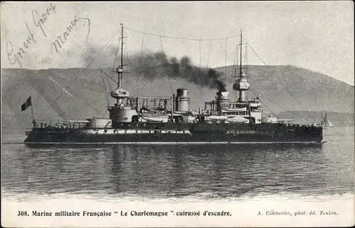 Ak Französisches Kriegsschiff, Le Charlemagne, Cuirassé d'escadre