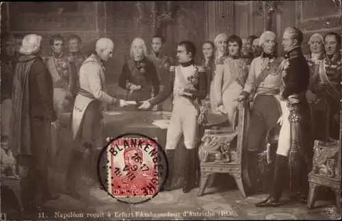 Ak Erfurt in Thüringen, Napoleon recoit l'Ambassador d'Autriche 1808