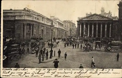 Ak London City England, Bank of England and Royal Exchange