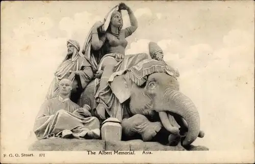 Ak Kensington London England, Kensington Gardens, The Albert Memorial, Asia