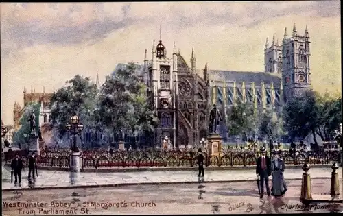 Künstler Ak Flower, Charles, London City, Westminster Abbey and St. Margaret's Church