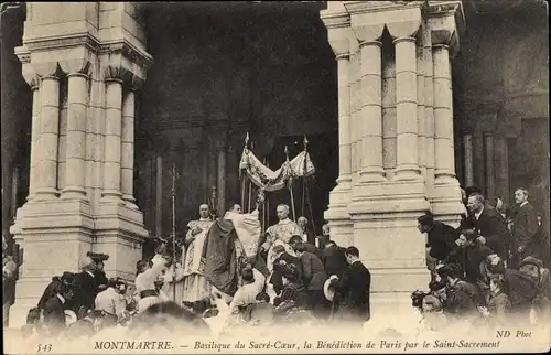 Ak Paris XVIII. Arrondissement Buttes-Montmartre, Basilique de Sacre Coeur, La Benediction de Paris