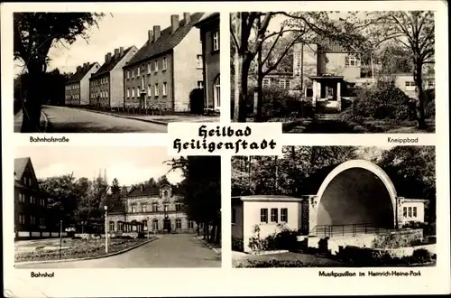 Ak Heilbad Heiligenstadt Eichsfeld Thüringen, Bahnhofstraße, Bahnhof, Musikpavillon im Park, Bad