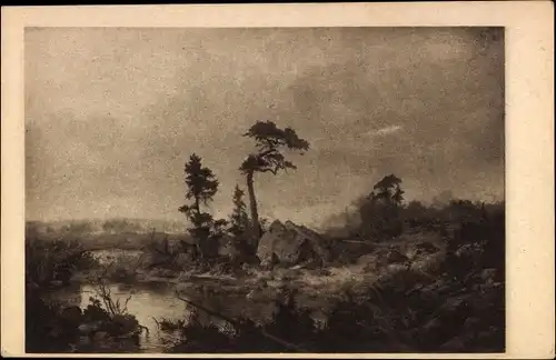 Künstler Ak Andreas Achenbach, Heidelandschaft, Gdańsk Danzig, Stadtmuseum,