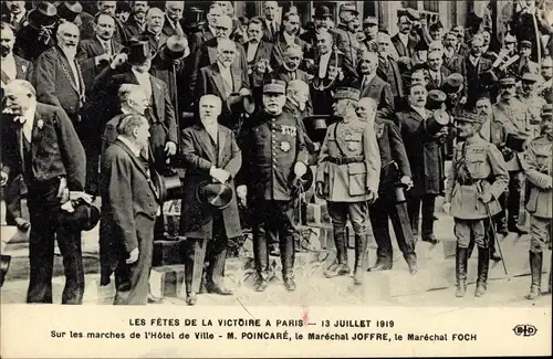 Ak Paris, Fêtes de la Victoire, 13 Juillet 1919, Poincaré, Joffre, Foch