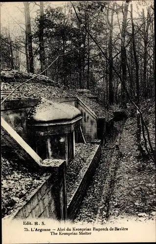 Ak Argonne Frankreich, Abri du Kronsprins Ruprecht de Baviere, Gebäude, Wald