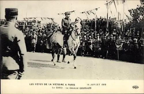 Ak Paris, Fêtes de la Victore, 14 Juillet 1919, Général Gouraud
