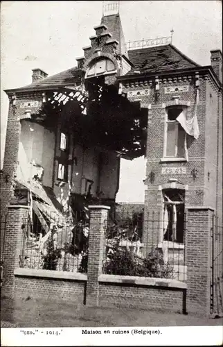 AK Belgien, Maison en ruines