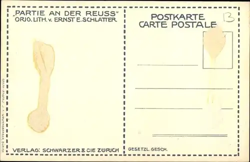 Künstler Ak Schlatter, E.E., Luzern Stadt Schweiz, Partie an der Reuss