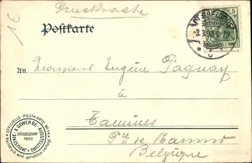 Ak Düsseldorf am Rhein, Gewerbeausstellung 1902, Hörder Bergwerks und Hüttenverein, Pavillon Krupp