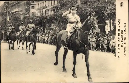 Ak Paris VIII Arrondissement Élysée, Les Fetes de la Victoire 1919, Le Defile - Le General Mangin