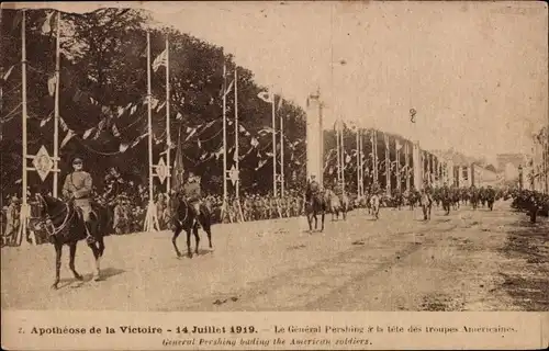 Ak Paris VIII Élysée, Apotheose de la Victoire 1919, troupes Americaines, General Pershing