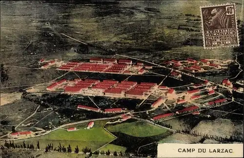 Ak Larzac Aveyron, Camp du Larzac, Fliegeraufnahme
