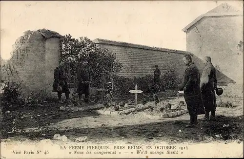 Ak Reims Marne, La Ferme Pierquin en Octobre 1914, Gräber