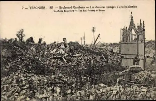 Ak Tergnier Aisne, Boulevard Gambetta, Les derniers vestiges d'une habitation