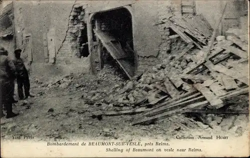 Ak Beaumont sur Vesle Marne, Bombardement