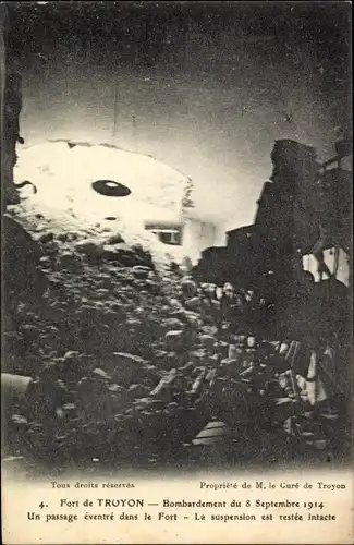 Ak Troyon Meuse, Fort, Bombardement du 8 Septembre 1914