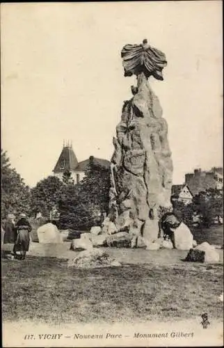 Ak Vichy Allier, Nouveau Parc, Monument Gilbert