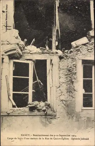 Ak Nancy Meurthe et Moselle, Bombardement des 9-10 Septembre 1914, Corps de logis d'une maison