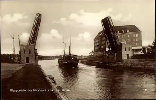 Ak Trollhättan Schweden, Klappbrücke des Götakanals bei Trollhättan