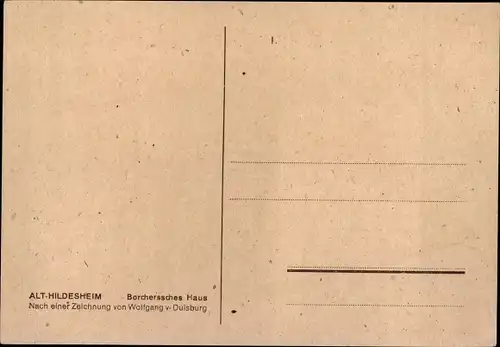 Künstler Ak Wolfgang v. Duisburg, Hildesheim in Niedersachsen, Borchers'sches Haus