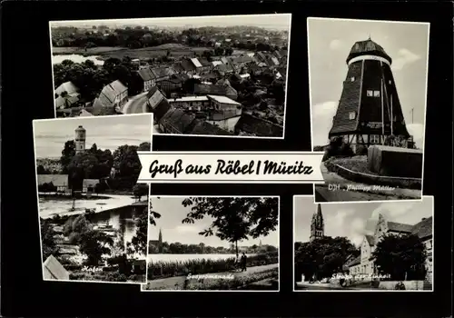 Ak Röbel an der Müritz, Seepromenade, Hafen, DJH Philipp Müller, Straße der Einheit