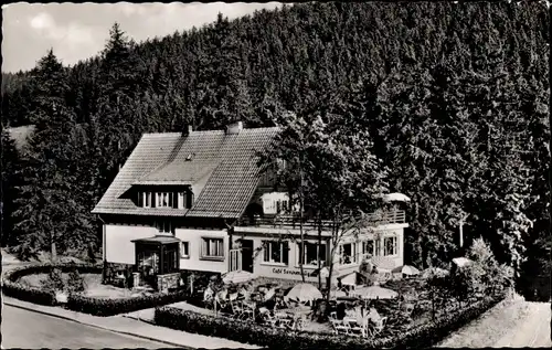 Ak Wildemann Clausthal Zellerfeld im Oberharz, Blick auf Cafe und Pension Sonnenhügel, Wald