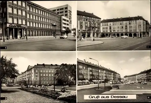 Ak Dessau in Sachsen Anhalt, Café Tirana, Straßenansichten, Friedensplatz