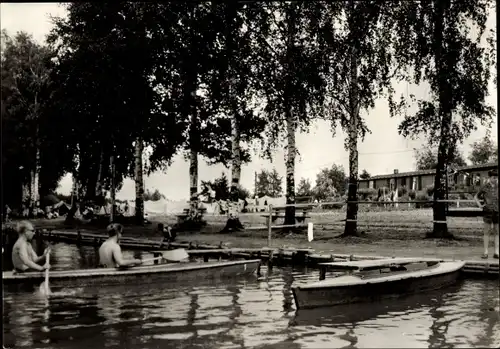 Ak Plothen in Thüringen, Zeltherberge Philipp Müller am Hausteich, Bootspartie