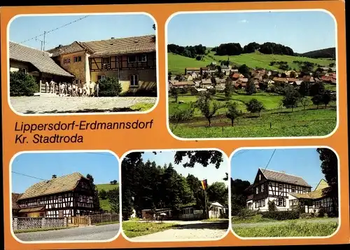 Ak Lippersdorf Erdmannsdorf in Thüringen, Totale, Fachwerkhäuser