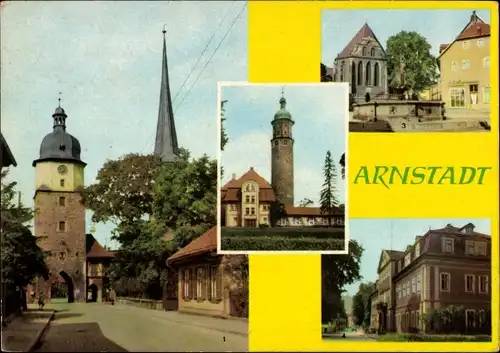 Ak Arnstadt, Riedtor, Neideckturm, Bachkirche, Heimatmuseum