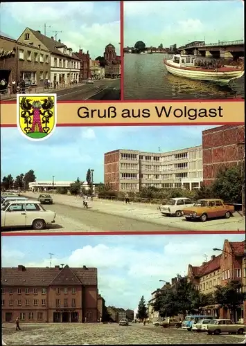 Ak Wolgast in Mecklenburg Vorpommern, Straße der Befreiung, An der Peene, Oberschule