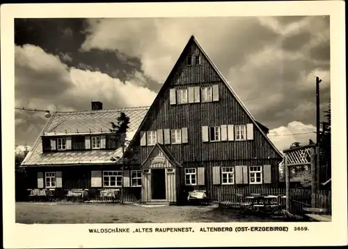 Ak Altenberg im Osterzgebirge, Waldschänke Altes Raupennest, Außenansicht