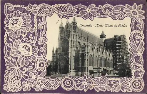 Präge Passepartout Ak Brüssel, Notre Dame du Sablon, Klöppeln, Spitzen