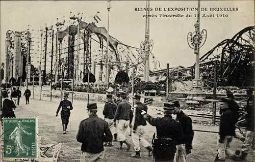 Ak Bruxelles Brüssel, Weltausstellung 1910, Incendie, Les Ruines