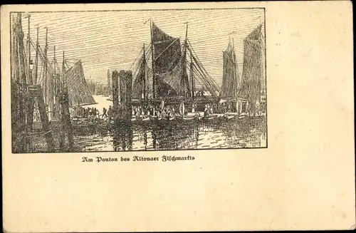 Ak Hamburg Altona, Am Ponton des Altonaer Fischmarktes, Altona's Opfertag 1916