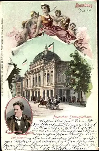 Litho Hamburg Mitte St. Georg, Deutsches Schauspielhaus, Engel, Franziska Ellmenreich