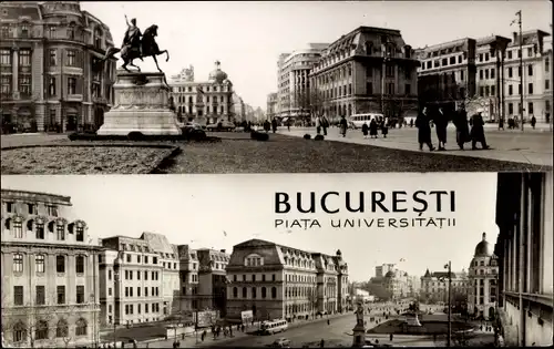 Ak București Bukarest Rumänien, Piata Universitätii, Universitätsplatz, Denkmal