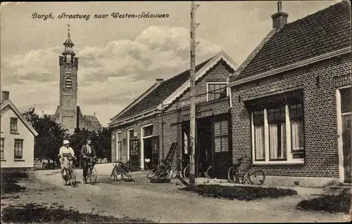 Ak Burgh Haamstede Schouwen Duiveland Zeeland Niederlande, Straatweg naar Westen-Schouwen