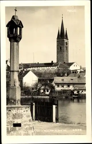 Ak Telč Teltsch Region Hochland, Teilansicht der Kirche