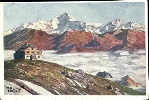 Künstler Ak Hess, B., Ramsau, Guttenberghaus, Dachstein