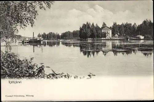 Ak Finnland, Rättijärwi, Ortsansicht, Wasserpartie