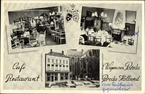 Ak Breda Nordbrabant Niederlande, Cafe-Restaurant 't Wapen van Breda, Groote Markt 49