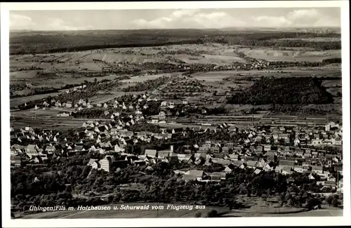 Ak Uhingen an der Fils, Fliegeraufnahme mit Holzhausen u. Schurwald